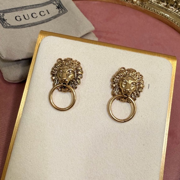 Gucci Gold Lion Motif Earrings - Picture 1 of 5
